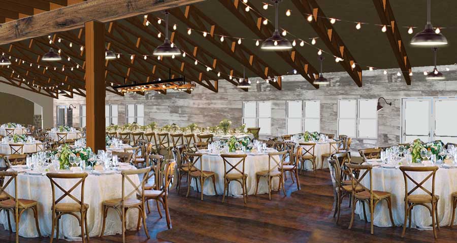 Wisconsin Wedding Venue - Vennebu Hill events barn in Wisconsin Dells - dining and crossback chairs