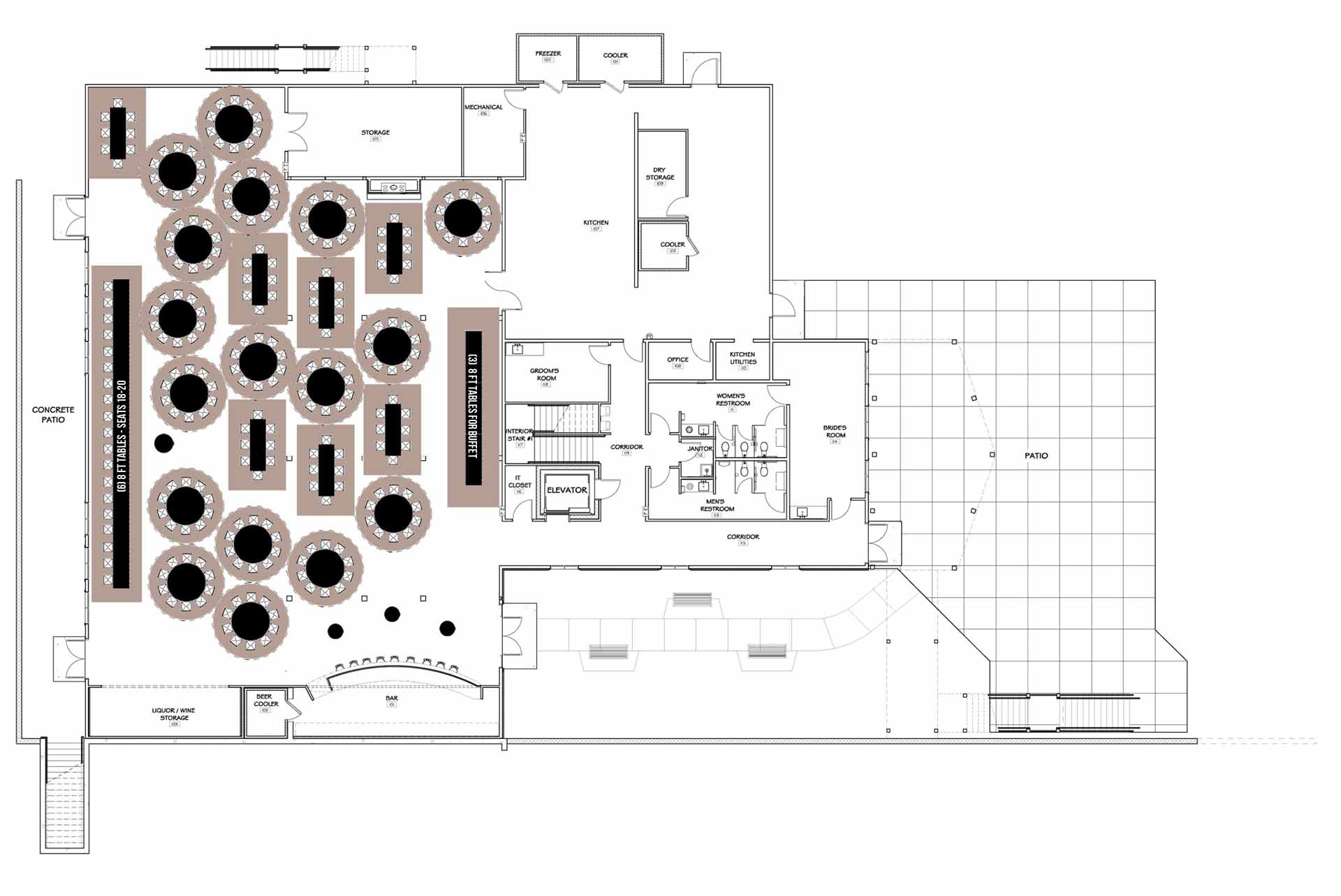 Floor Plan With Tables 250 With Indoor Buffet Rustic Wedding