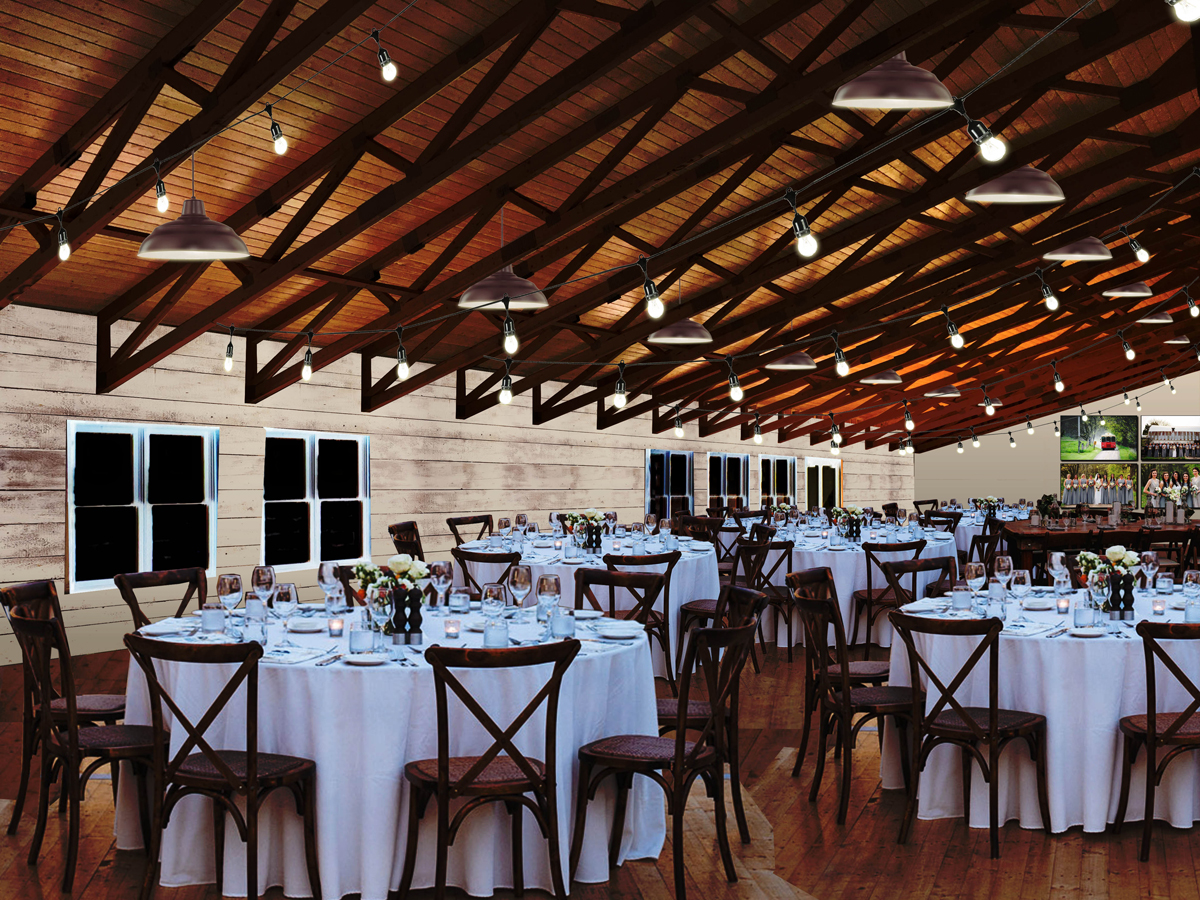 Wisconsin Wedding Venue - Vennebu Hill events barn in Wisconsin Dells - dining and crossback chairs