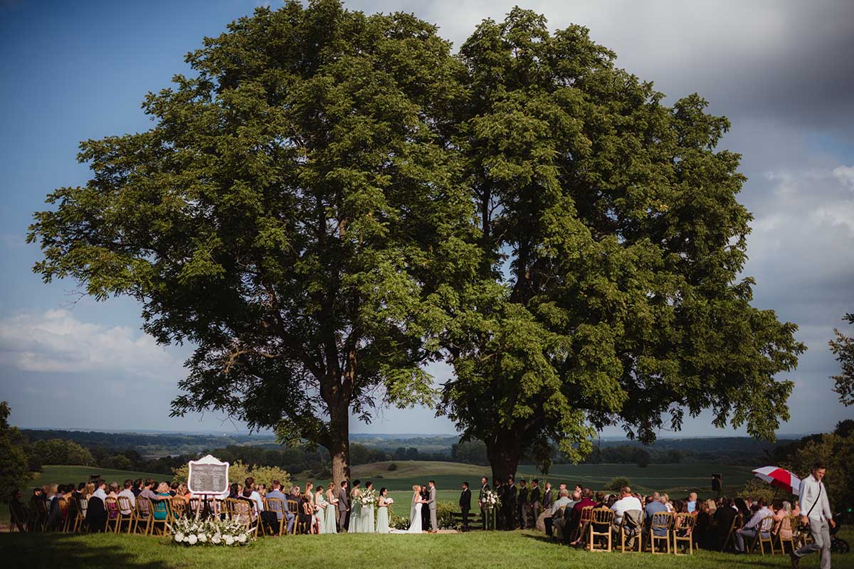 Rustic and scenic views at Vennebu Hill outdoor ceremony site